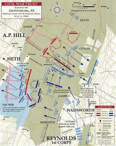 Gettysburg - Morning Fight for McPherson Ridge July 1, 1863 | Civil war books, Civil war sites ...