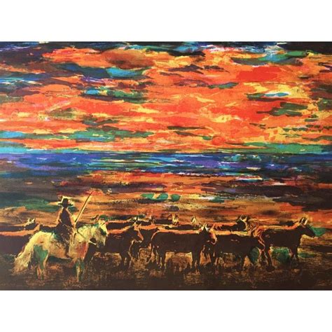 Cattle Drive at Sunset Vintage Lithograph in 2020 | Cattle drive, Cattle, Art