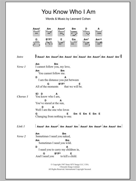 You Know Who I Am by Leonard Cohen - Guitar Chords/Lyrics - Guitar Instructor