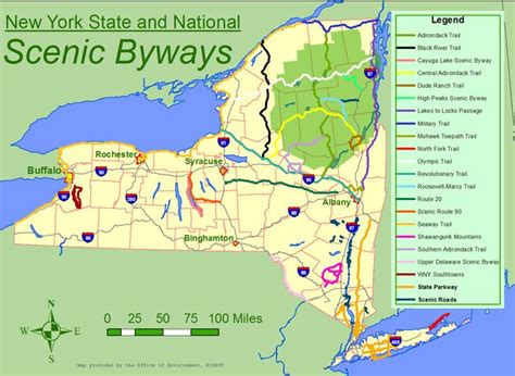 NYS map with scenic byways | Scenic byway, Byways, Map