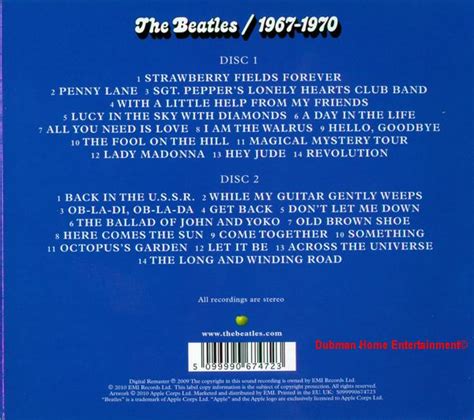 Beatles - 1967 - 1970 (The Blue Album) Remastered - Dubman Home Entertainment