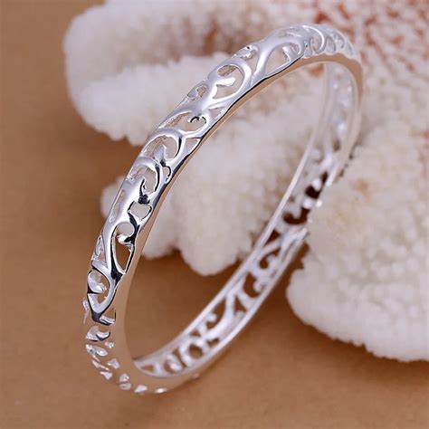 fine 925 sterling silver Bangle 925 sterling silver jewelry Engraved ...