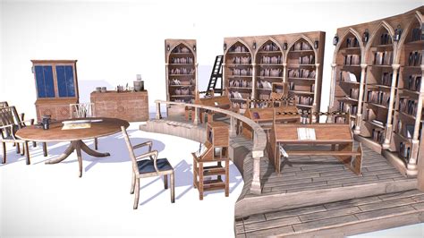 Medieval Library Model Pack low-poly 3D Model - Buy Royalty Free 3D model by insya [3e54dac ...