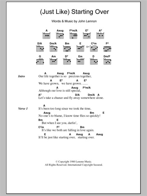 (Just Like) Starting Over by John Lennon - Guitar Chords/Lyrics - Guitar Instructor