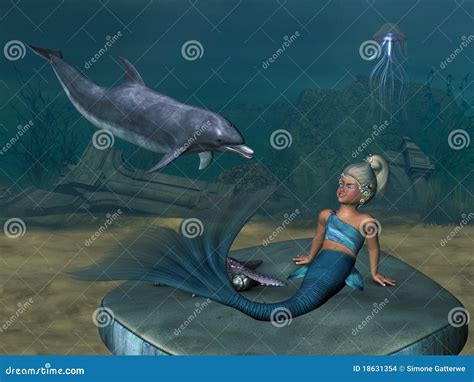 Little Mermaid 4 stock illustration. Illustration of mythical - 18631354