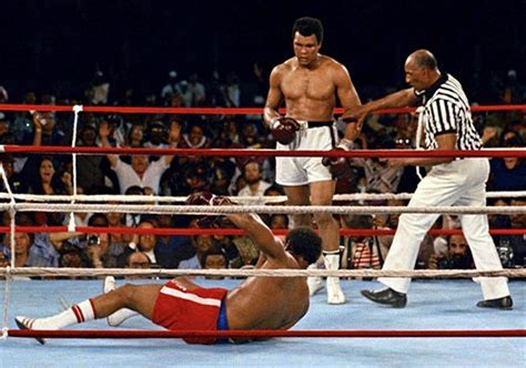 Muhammad Ali on his way to defeating George Foreman for the heavyweight crown.