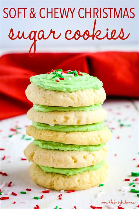 Soft and Chewy Christmas Frosted Sugar Cookies - The Busy Baker