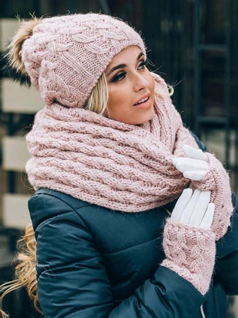 Winter hat scarf and gloves set-Pom pom beanie infinity scarf | Etsy | Fashion, Scarf set, Cool ...