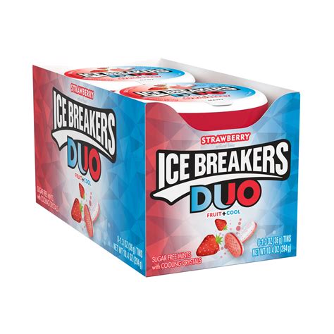 ICE BREAKERS, DUO, Strawberry Flavored Sugar Free Breath Mints, Bulk Mint Candy, 1.3 oz ...