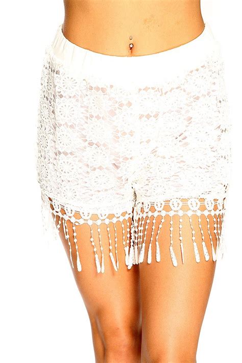 White Crochet Shorts