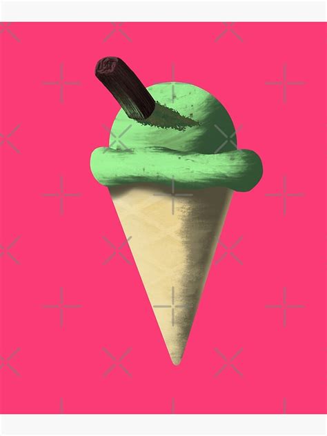 "Mint Chocolate Chip Ice Cream Cone Cool Warm Pink" Poster for Sale by StuarteesDesign | Redbubble