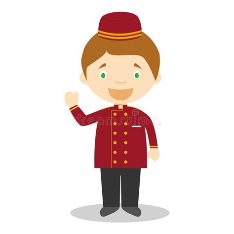 Cute Cartoon Vector Illustration of a Bellboy Stock Vector - Illustration of occupation, people ...