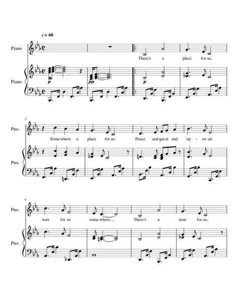 Somewhere West Side Story sheet music for Piano download free in PDF or ...