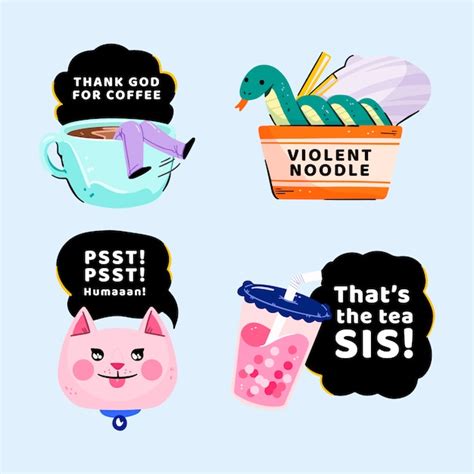 Free Vector | Hand drawn funny sticker collection with messages