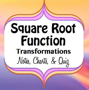 Square Root Function Graph Transformations - Notes, Charts, and Quiz