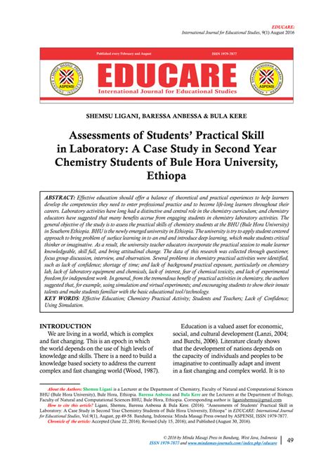 (PDF) Assessments of Students’ Practical Skill in Laboratory: A Case Study in Second Year ...