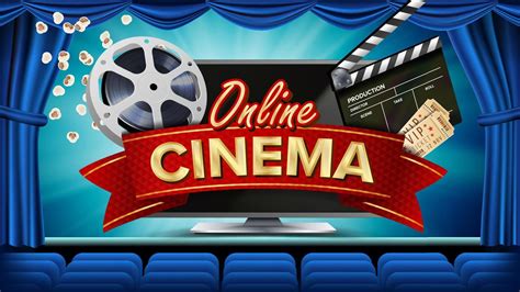 Online Cinema Banner Vector. Realistic Computer Monitor. Movie Brochure Design. Theater Curtain ...