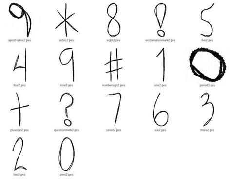 Numbers, Signs and Symbols Font Sketch Embroidery Designs - Etsy