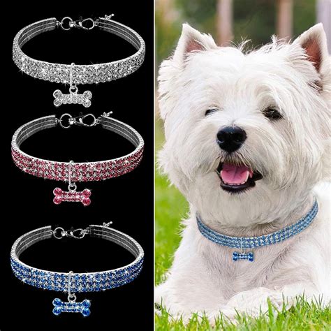 Bling Pet Dog Collar Rhinestone Diamond Bucklet Puppy Collars for Small Medium dogs-in Collars ...