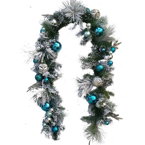 Christmas Garland Decorated Blue And Silver ball & ornaments 72 ...