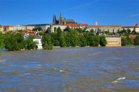 Flooding in Prague in June 2013, Moldau, Castle, Prague, Czech Republic Stock Photo - Image of ...