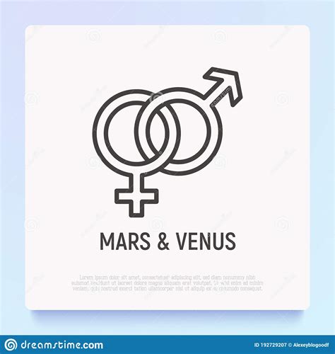 Mars and Venus Signs are Connected. Thin Line Icon Stock Vector ...