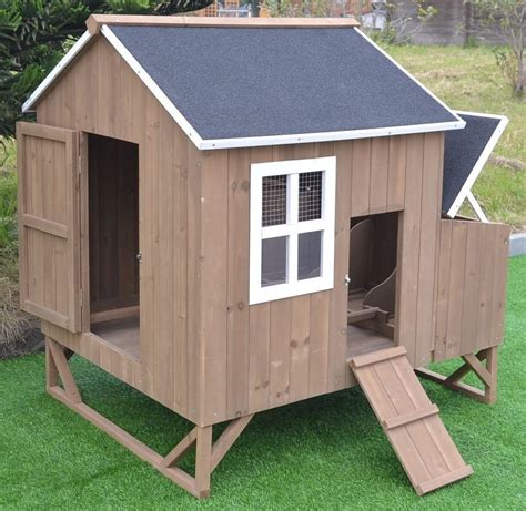 Deluxe Large Wood Chicken Coop Backyard Hen House 4-8 Chickens w 3 ...