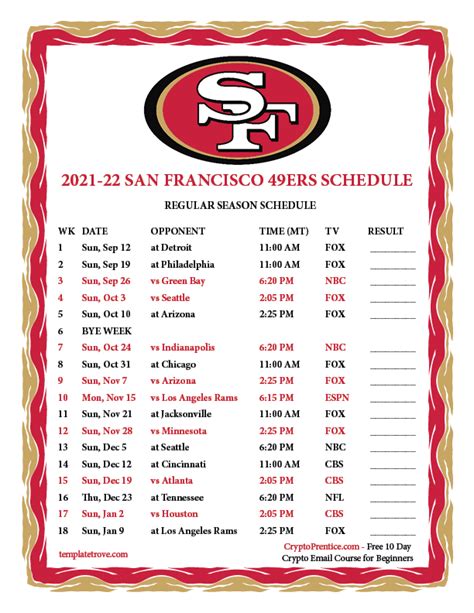 49ers Football Schedule 2024 Printable - Fifi Estrella