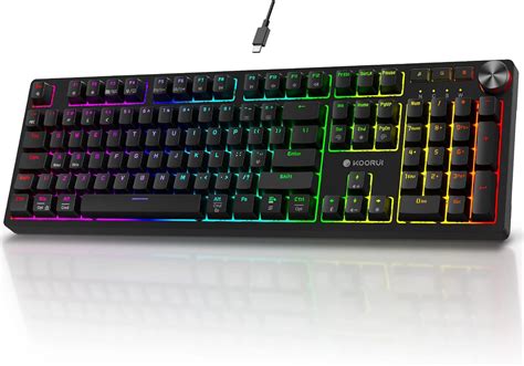 KOORUI Gaming Keyboards, 26 RGB Backlit Mechanical Keyboard Wired 104 ...