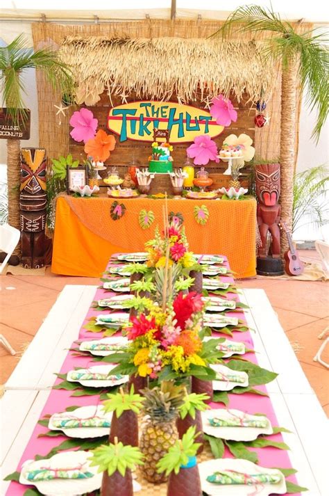 Tiki Hut Luau Party | Kara's Party Ideas | Hawaiian party decorations, Tiki birthday party, Luau ...