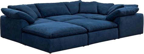 Cloud Puff Navy Blue 6 Piece Slipcovered Modular Pitt Sectional Sofa ...