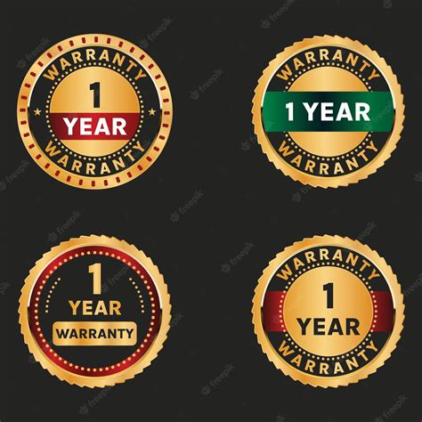 Premium Vector | 1 year warranty golden badge set