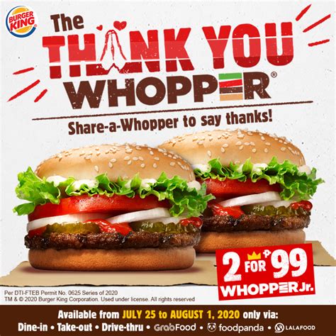 Burger King's THANK YOU Whopper Promo - Jul 25 to Aug 01, 2020