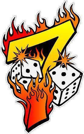 Buy DICE * LUCKY 7 FLAMING DECAL / STICKER * NEW * GAMBLING in ...