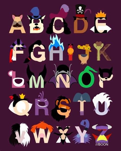 Mike BaBoon Design: Evil-phabet | Disney alphabet, Disney villains ...