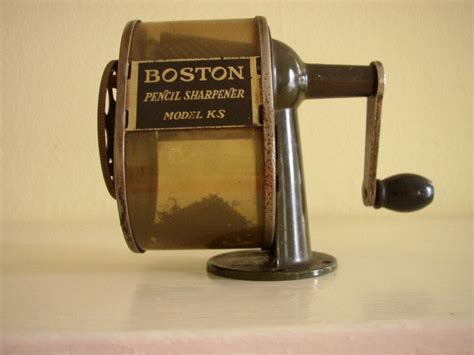 Vintage Boston Pencil Sharpener Metal Industrial by aroundtheclock