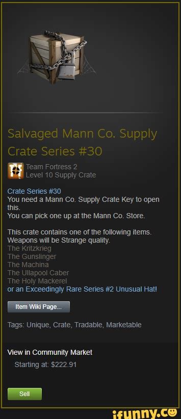 Salvaged Mann Co. Supply Crate Series #30 Team Fortress 2 Level 10 ...