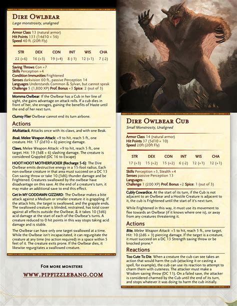 Dire Owlbear - Spicy Encounters | D&D & PF2e Monsters's Ko-fi Shop - Ko-fi ️ Where creators get ...