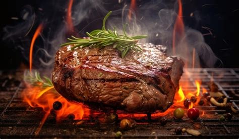 Premium AI Image | Sizzling Steak on Fiery Grill