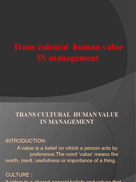 Trans Cultural Human Value | PDF | Value (Ethics) | Employment