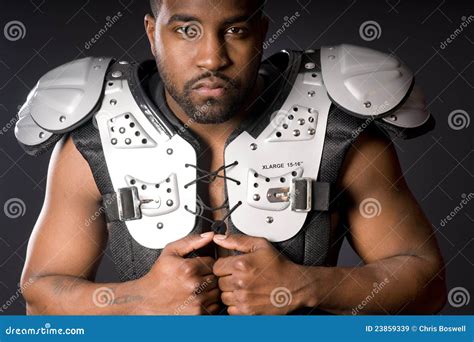 Male African American Football Player Shoulder Pad Stock Image - Image of football, protection ...