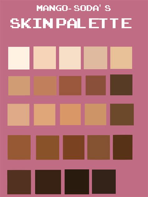 mango-s0da: “ A list of skin colors I’ve put into a palette as ref for ...