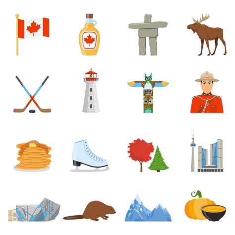 Canada National Symbols Flat Icons Collection 484014 Vector Art at Vecteezy