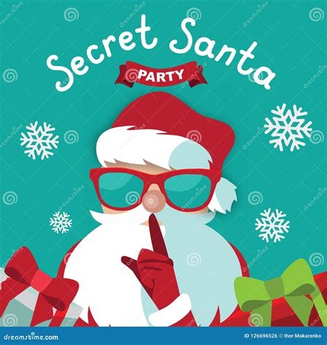 Secret Santa Party Template Design on a Blue Background Stock Vector ...