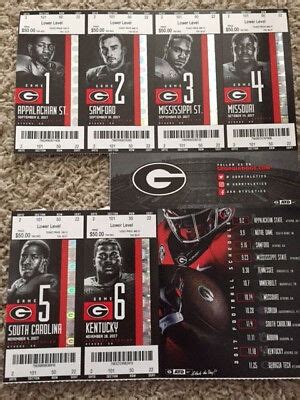 2017 GEORGIA BULLDOGS COLLEGE FOOTBALL SEASON TICKET STUB COMPLETE ...