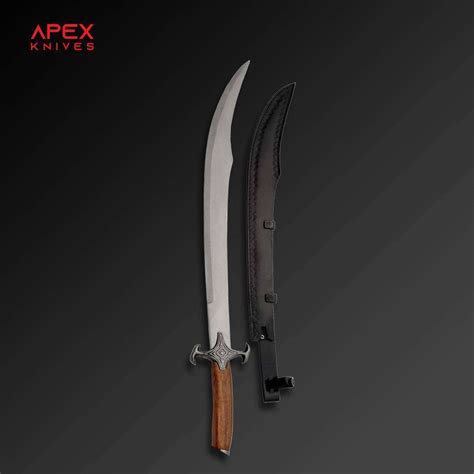 31” Scimitar Sword with Leather Sheath, Black - Apex Knives