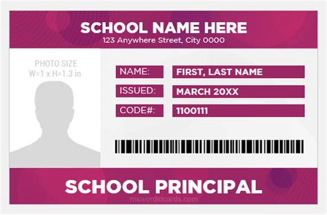 School Principal ID Cards/Badges for Word | Download & Print