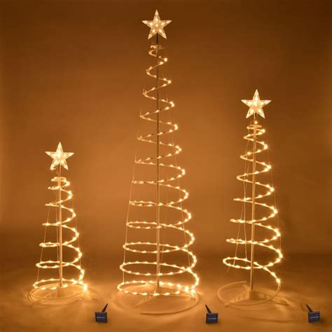 Yescom Set of 3 LED Spiral Christmas Tree Light Kit Solar Powered 6Ft ...