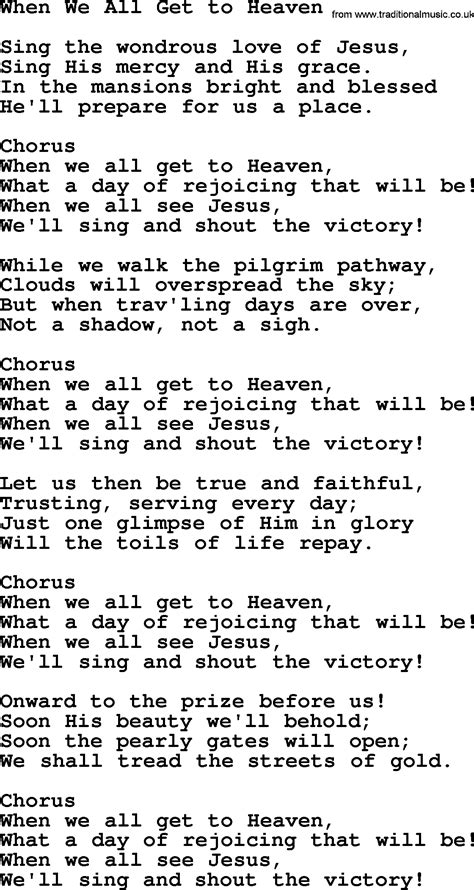 When We All Get To Heaven Hymns Lyrics Hymn Music Praise Songs | Hot Sex Picture