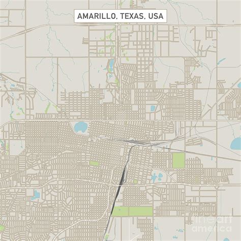 Amarillo Texas US City Street Map Digital Art by Frank Ramspott - Pixels